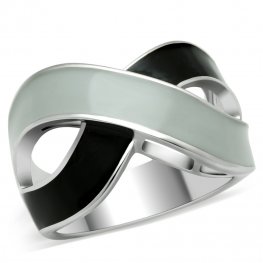 PR6088OC Sivo-čierny oceľový prsteň