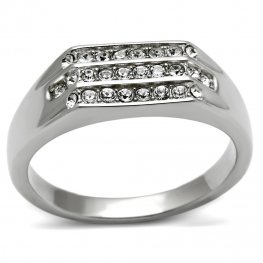 PR6135SWOC - Pánsky oceľový prsteň so Swarovski krištálmi