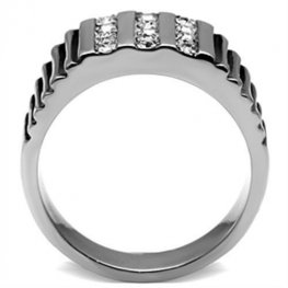 PR6136SWOC - Pánsky oceľový prsteň so Swarovski krištálmi