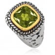 PR8152ZGOC Oceľový prsteň so zeleným kubickým zirkónom