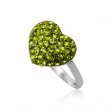 PR4534SWSS Zelené srdce - strieborný prsteň so swarovski krištálmi