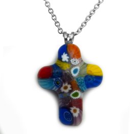 NH3361MOC Oceľový náhrdelník Murano krížik