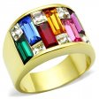 PR8033ZGOC Oceľový prsteň s farebnými zirkónmi