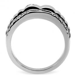 PR6039ZOC - Pánsky oceľový prsteň so zirkónmi