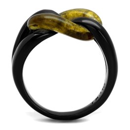 PR8069BOC Čierny oceľový prsteň so syntetickým topázom