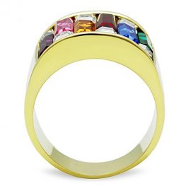 PR8033ZGOC Oceľový prsteň s farebnými zirkónmi