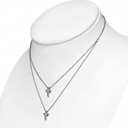 NH3278ZOC Krížiky náhrdelník z chirurgickej ocele so zirkónmi