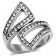 PR6155SWOC - Oceľový prsteň so Swarovski krištálmi