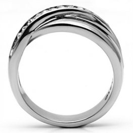 PR6153SWOC - Oceľový prsteň so Swarovski krištálmi
