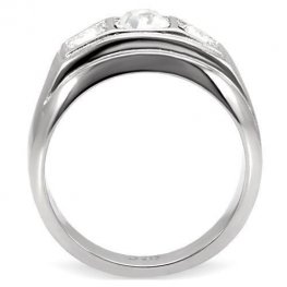PR6037SWOC - Pánsky oceľový prsteň so Swarovski krištálmi