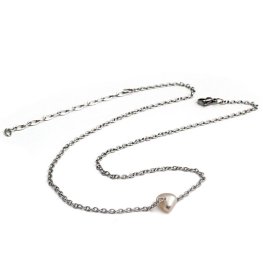 NH3347POC Oceľový náhrdelník s riečnou perlou