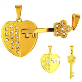 PV3300ZGOC Srdce a kľúč prívesky pre zamilovaných