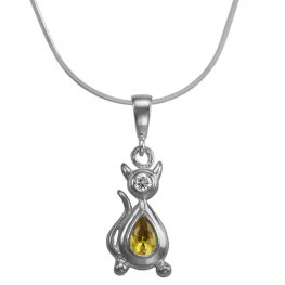 NH8153SWSS Mačička strieborný náhrdelník so Swarovski krištálmi
