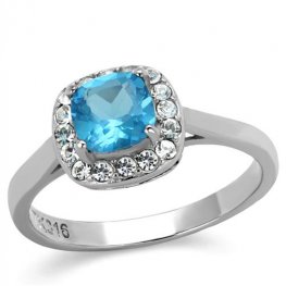 PR8077ZOC Oceľový prsteň s modrým zirkónom