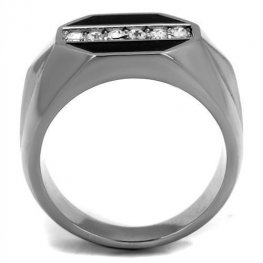 PR6506ZOC Pánsky oceľový prsteň so zirkónmi