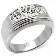 PR6037SWOC - Pánsky oceľový prsteň so Swarovski krištálmi