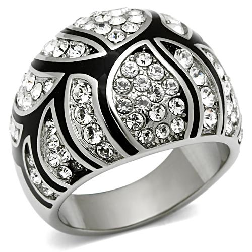 PR6143SWOC - Exkluzívny oceľový prsteň so Swarovski krištálmi
